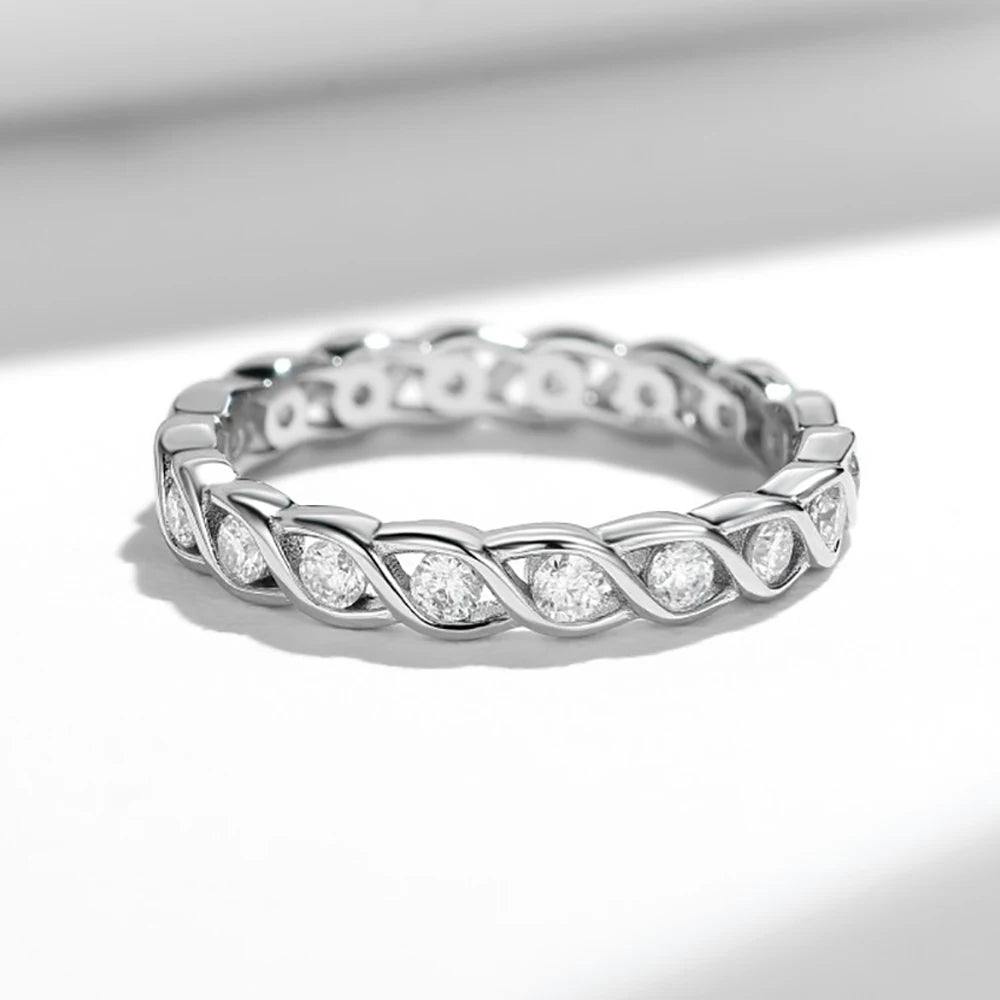 Moissanite Rings for Women Men S925 Sterling Silver Plated 18K 2mm D Color