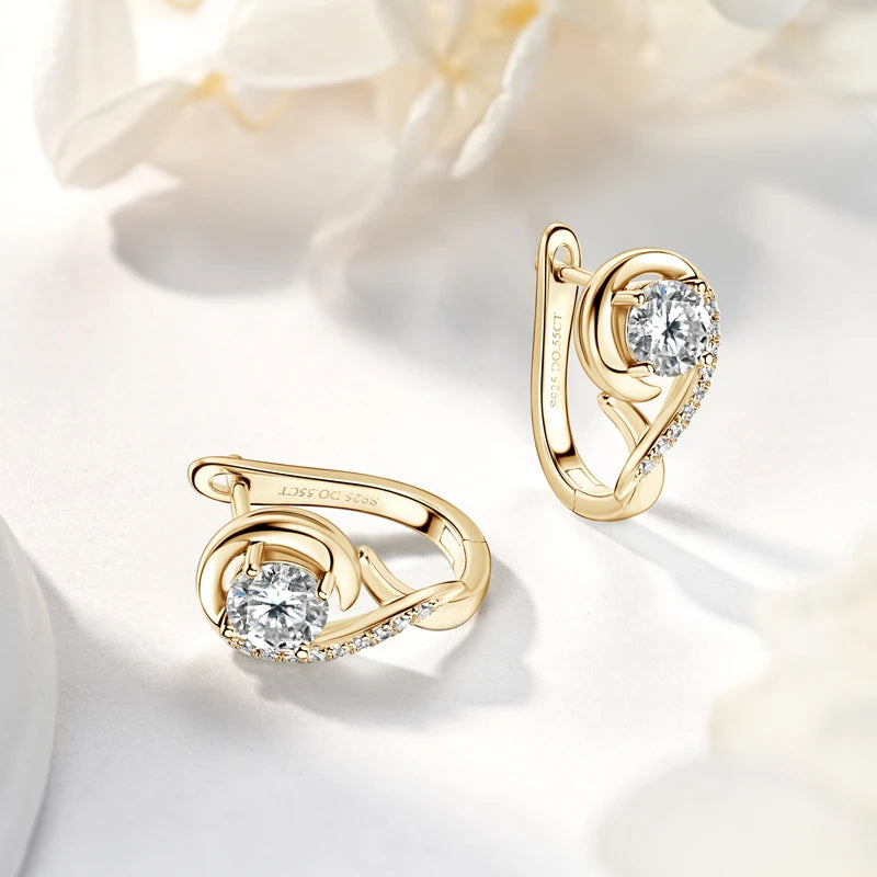 Moissanite Diamond Earring 925 Sterling Silver Hoop Earrings