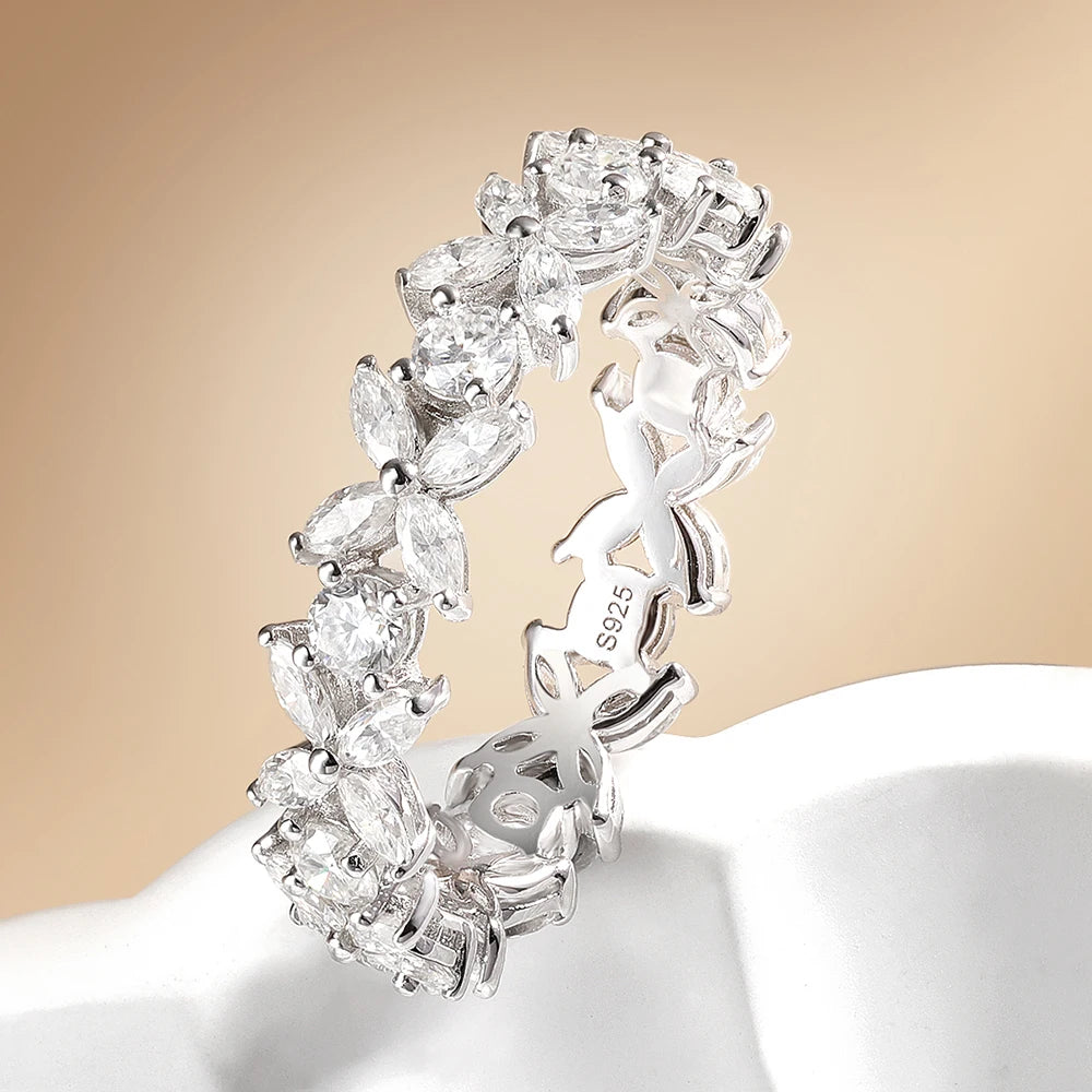 Moissanite Rings For Women 100% 925 Sterling Silver Horse Eye Diamond 1.5*3mm Marquise Cut D Color