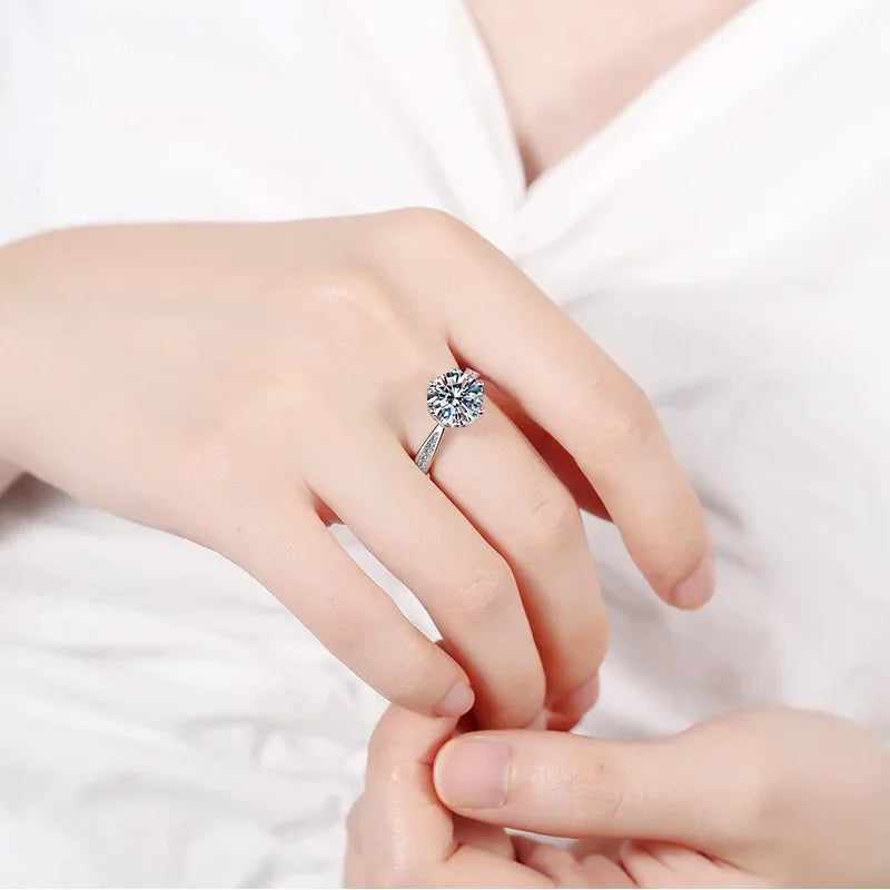 Family Christmas Gift 18K White Gold Rings 3CT VVS D Color Moissanite Diamond Women Wedding PT950 Platinum Birthday Gift Jewelry