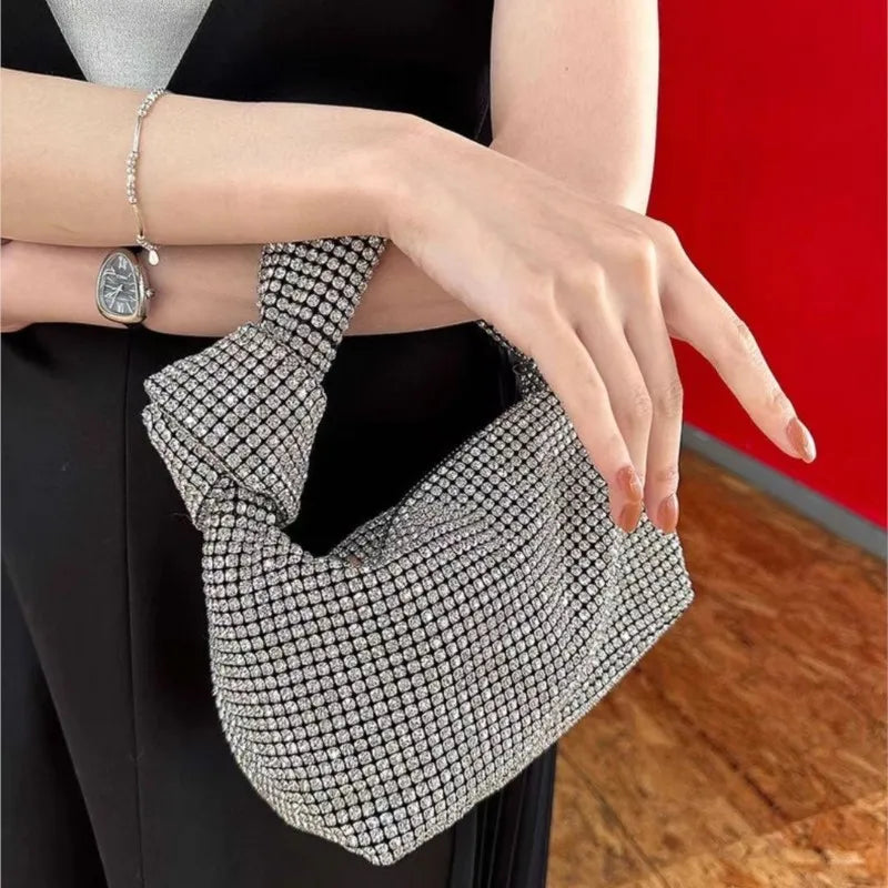 Luxury Designer banquet bag Silver Crystal Top Handle