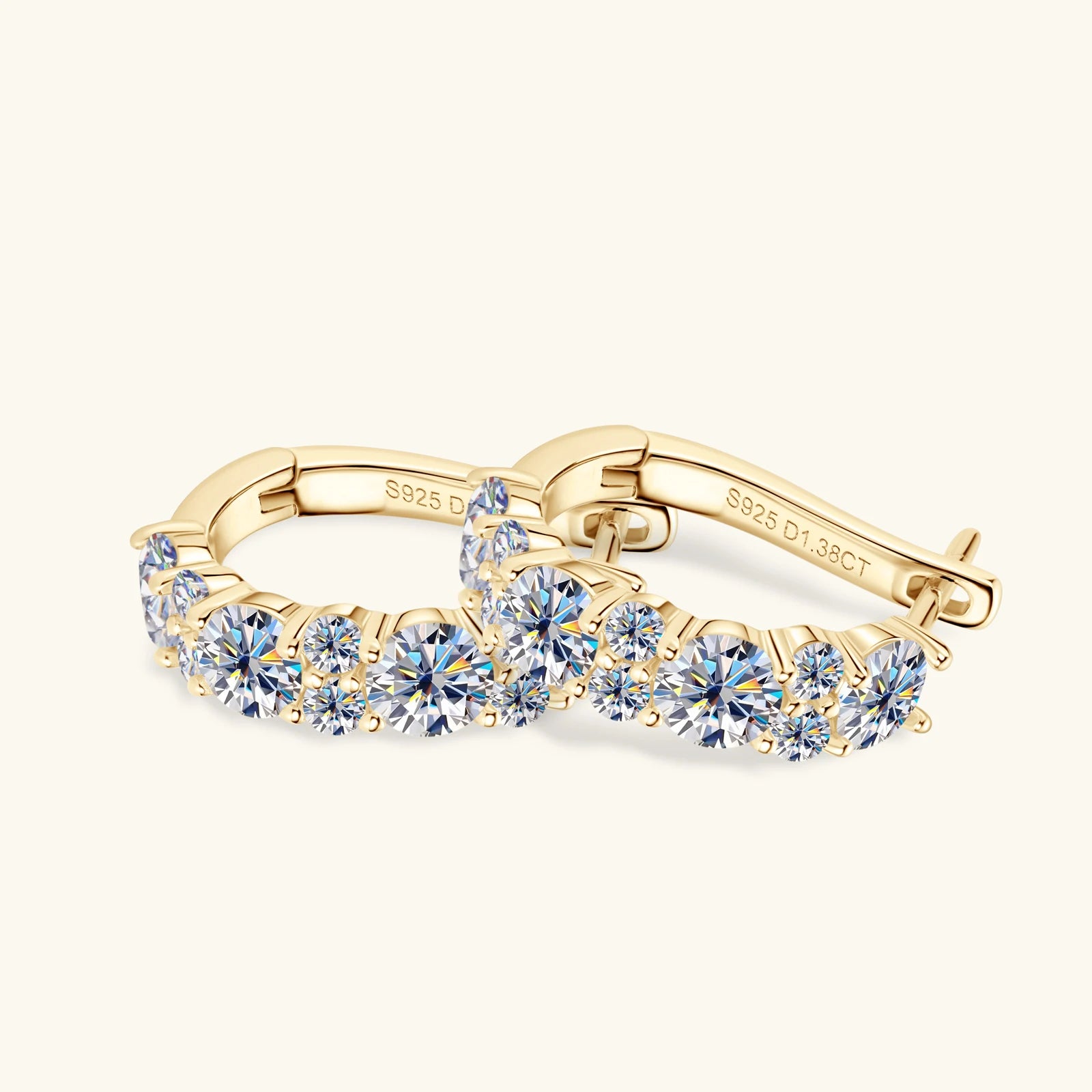 Moissanite Earrings  for Women Hypoallergenic Diamond 925 Sterling Silver 4mm Huggies Earrings for Women Jewelry Gifts