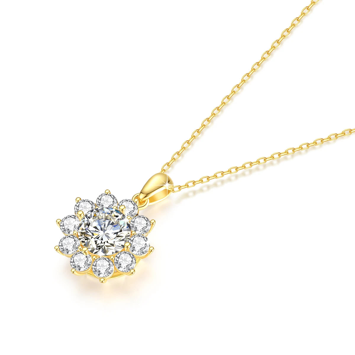 1ct Moissanite Necklace 18k Gold 100% With Certificate