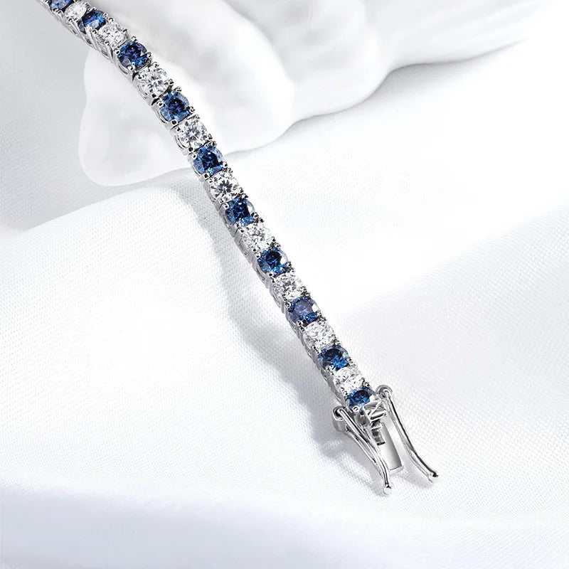 Full Moissanite Diamond 3/4/5/6.5mm Tennis Bracelets for Women Man Colorful Gem Sparkling 925 Sterling Silver Chain GRA