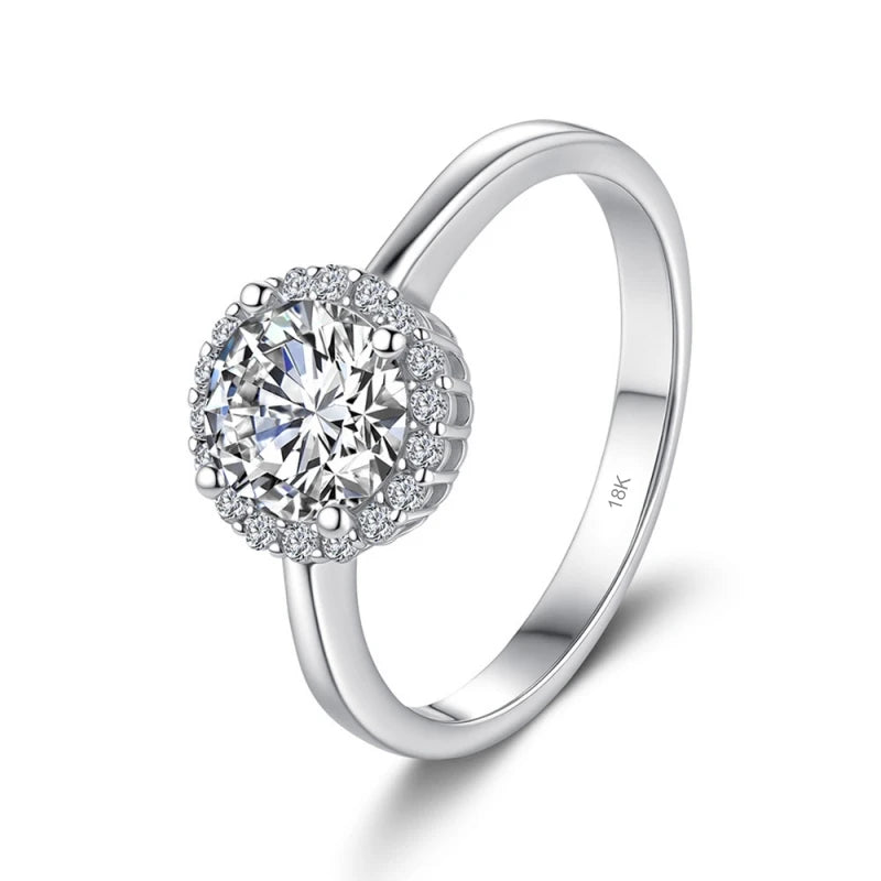 Wedding Band 18K White Gold Women Engagement Rings 1CT Moissanite Diamond Wife Birthday Gift PT950 Platinum Girl Valentine's Day