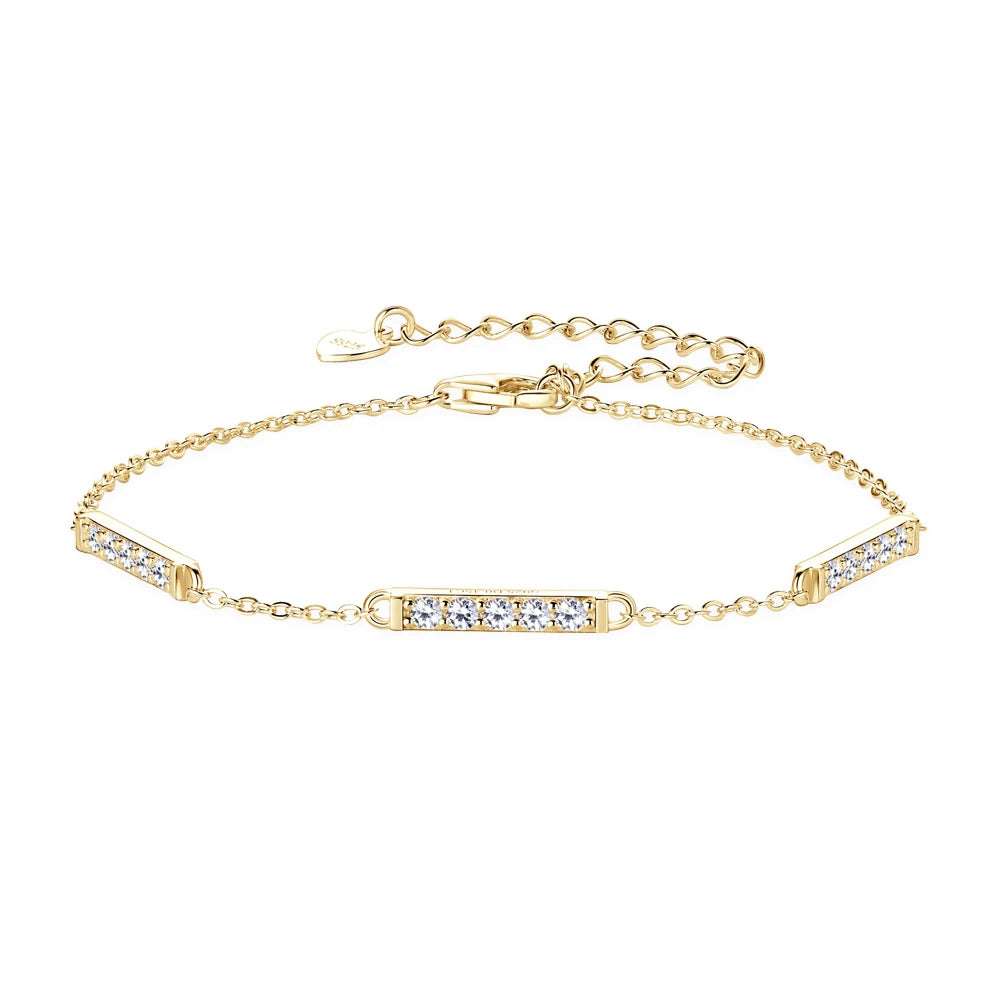 All Moissanite Bracelets for Women 2mm 0.45ct Round Lab Diamond S925 Sterling Silver Adjustable Chain Bracelet GRA