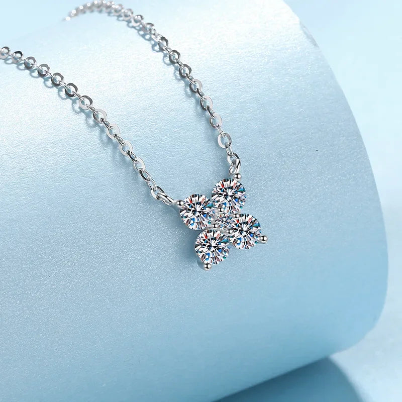 Women Valentine's Day 18K White Gold Girl Necklaces 1.26CT Moissanite Diamond Wedding PT950 Platinum Fine Jewelry Birthday Gift