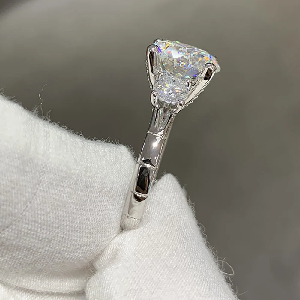 8ct D Color Moissanite Rings for Women Wedding Bridal 100% S925 Sterling Silver Eternity Rings Plated 18K