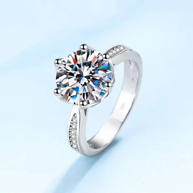 Family Christmas Gift 18K White Gold Rings 3CT VVS D Color Moissanite Diamond Women Wedding PT950 Platinum Birthday Gift Jewelry