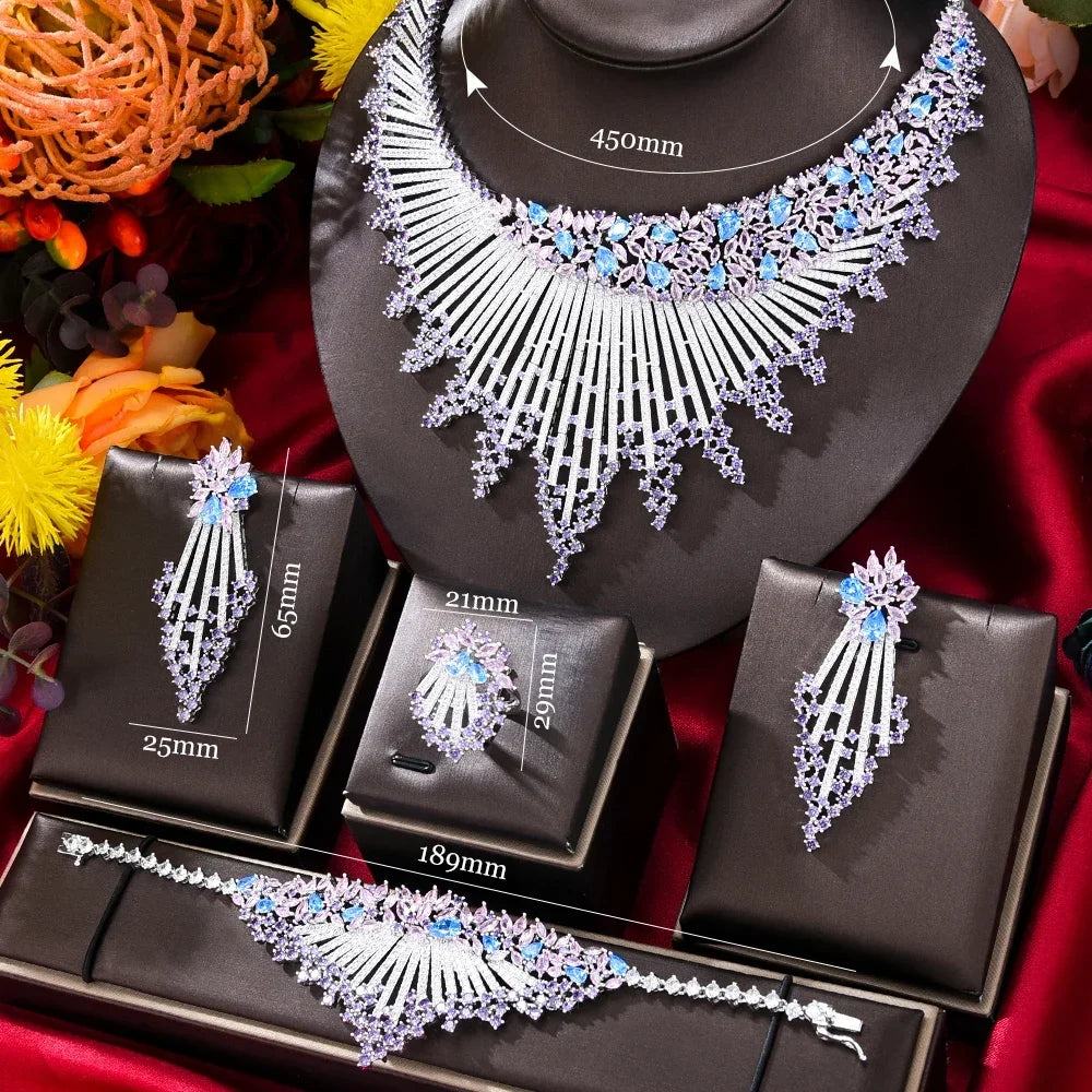Luxury Gorgeous 4PCS Party Lady Bridal Wedding Jewelry Sets