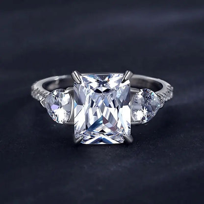 6 Carats Radiant Cut Moissanite Engagement Ring