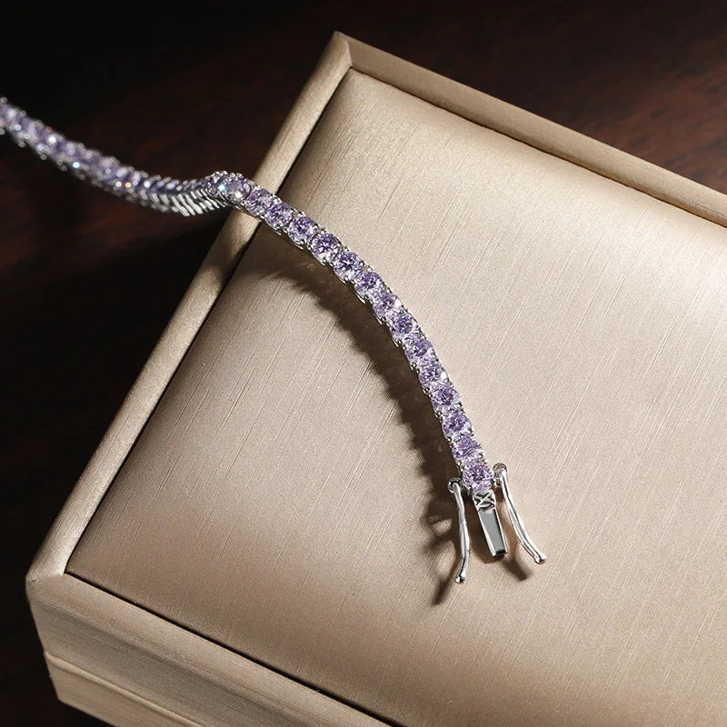 Purple Moissanite Tennis Bracelet GRA Certified Lab Diamond s925 Sterling Silver 18k Wedding Bracelets for Women Man