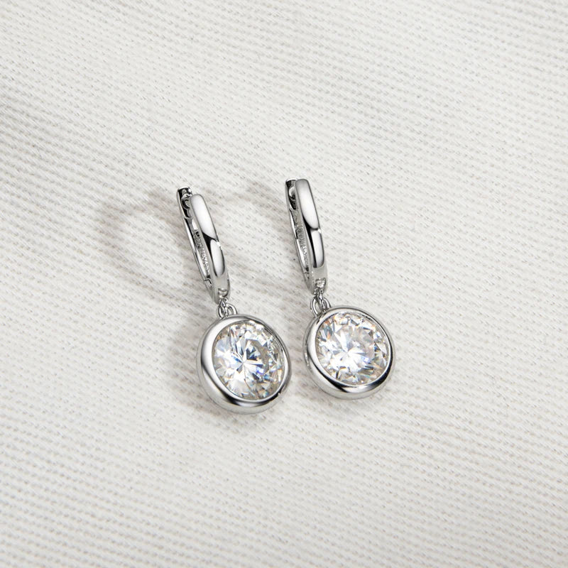 925 Sterling Silver Dangle Earring 1CT 2CT Moissanite Drop Earrings