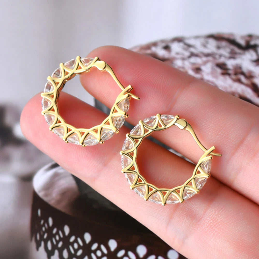 Luxury 4mm Full Moissanite Hoop Earring Original Certified 925 Silver 3.6ct Moissanite Diamond Earring for Women Wedding Jewelry