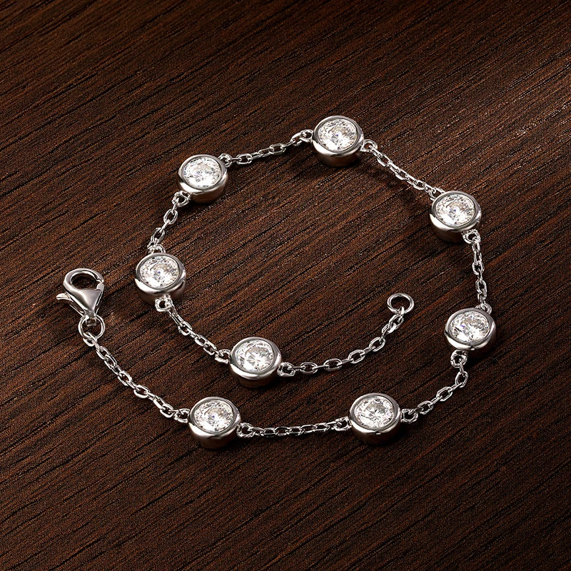 All Moissanite Tennis Bracelet 4mm 2.4ct Lab Diamond  925 Sterling Sliver D VVS