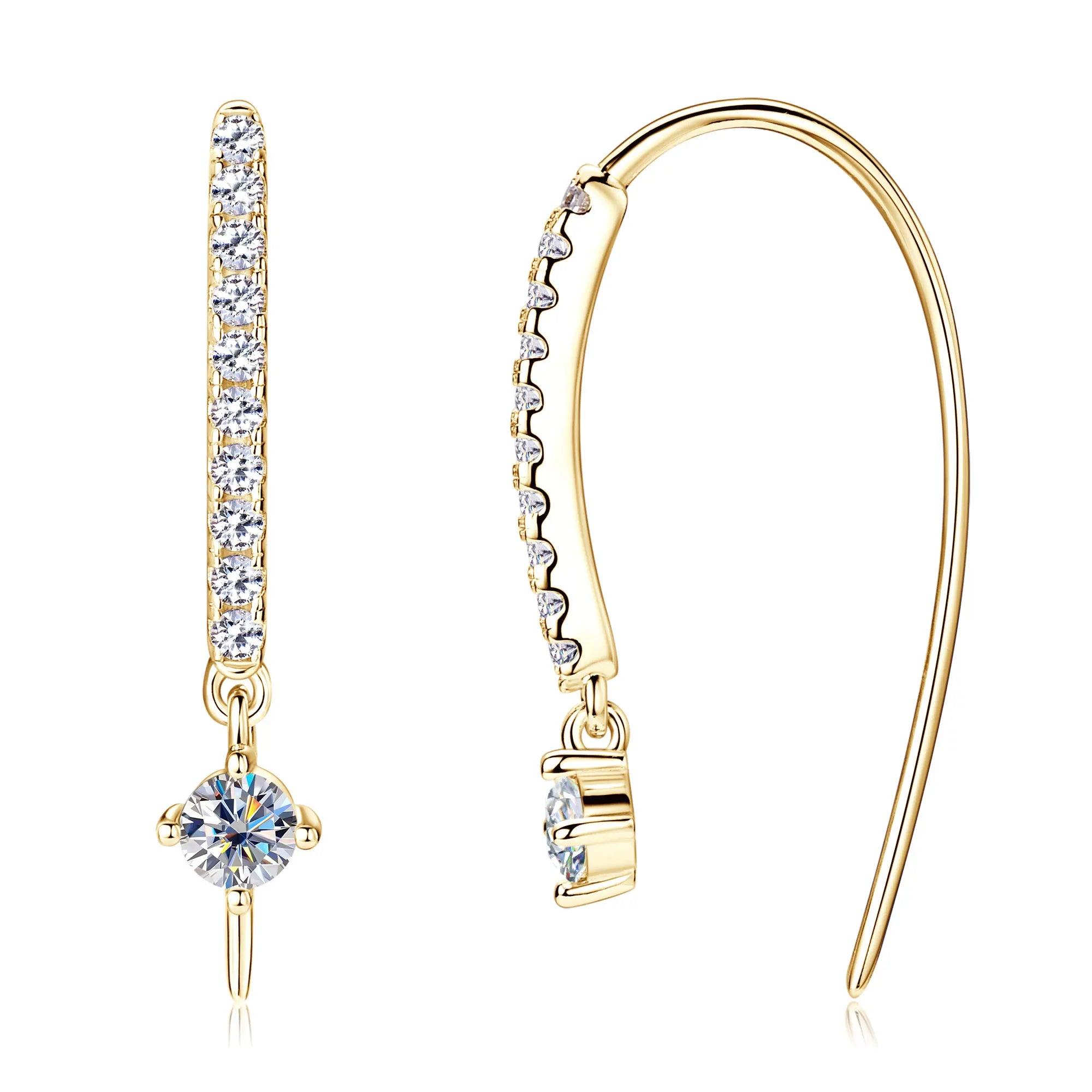 18K Plated Full Moissanite Earrings for Women Original Certified 925 Sterling Silver U-shaped Stud Earring