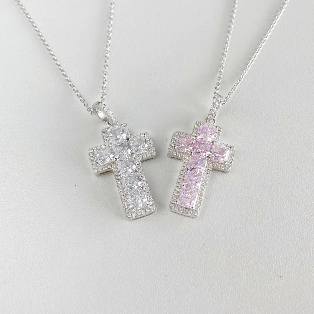 Moissanite Cross Pendant Necklace