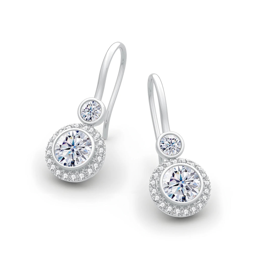 Moissanite Drop Earrings 100% Silver 925 1ct