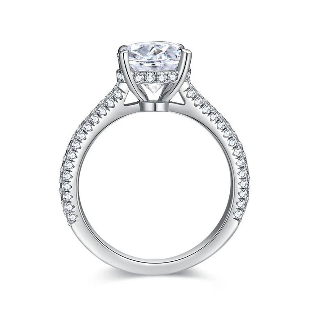 3ct Oval Cut D Color VVS1 Moissanite Rings For Women 100% S925 Sterling Silver Plated 18K