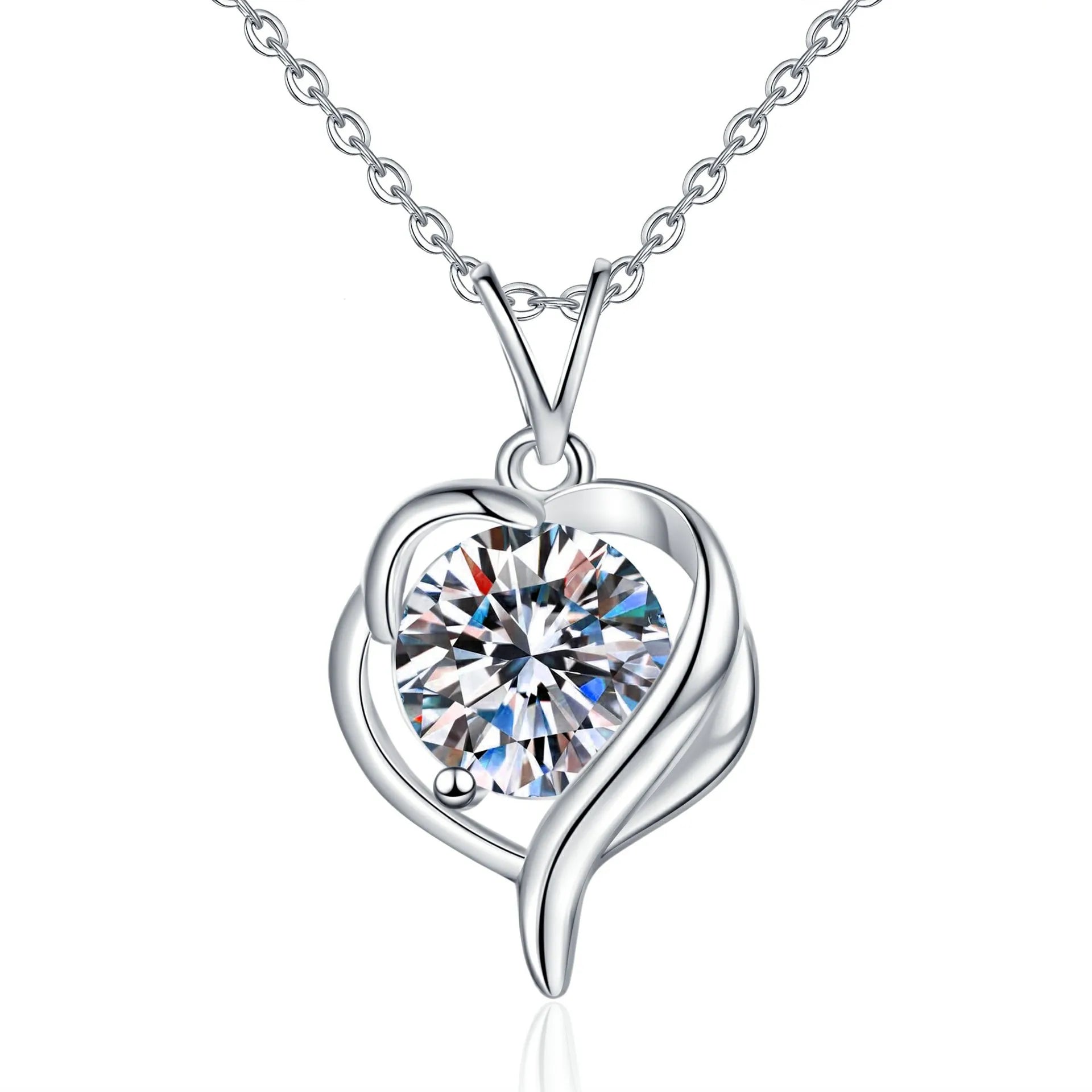Heart Moissanite Necklace Valentine's Platinum Collarbone Chain Light Luxury Gift for Her PT950 1Ct