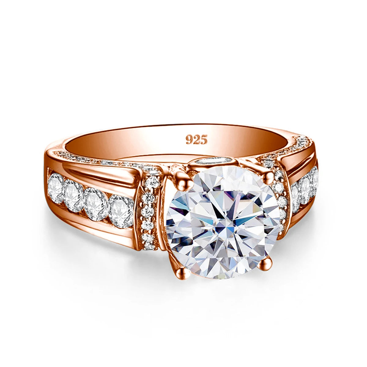 Round Cut Moissanite Rose gold Ring For Women 2ct