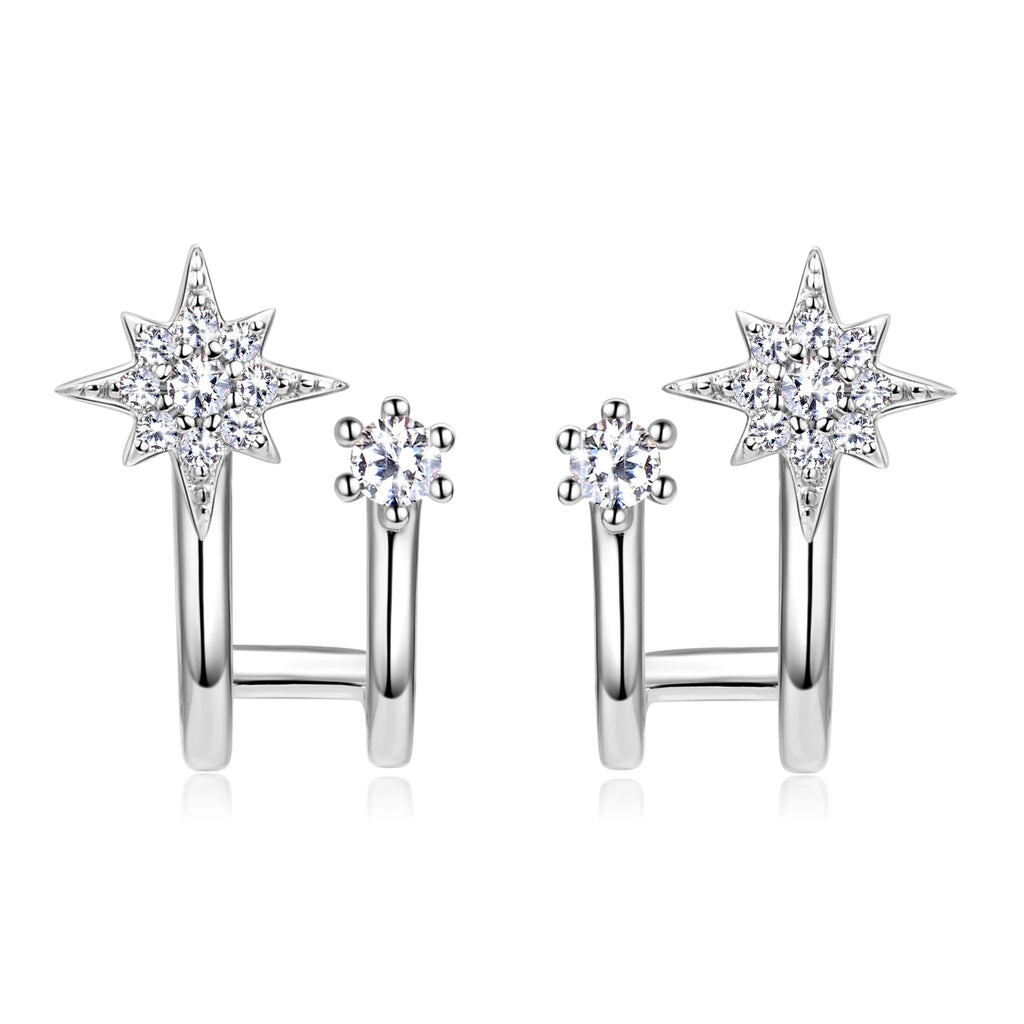 14K Gold Plated S925 Sterling Silver Moissanite Earrings for Women Dainty Star Piercing Ear Studs Earring Lady Jewelry aretes