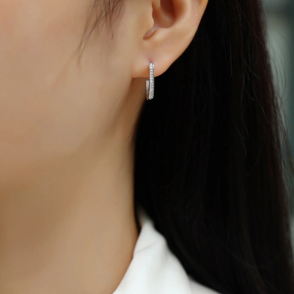 18K Plated Moissanite Earrings for Women Original Certified 925 Sterling Silver Hoop Earrings Minimalist Trendy Piercing Jewelry