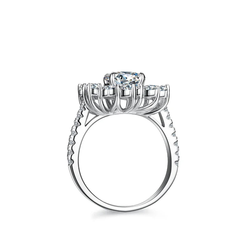 Oval Cut 2 Carat D Color Moissanite Diamond Vintage Flower 925 Sterling Silver Woman Ring