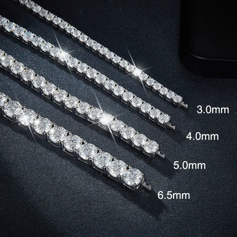 Moissanite Tennis Bracelet Original s925 Sterling Silver 3mm 4mm 5mm 6.5mm Lab Diamond Bracelets for Women Men Chains