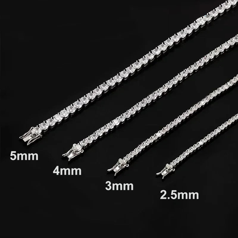 Moissanite Tennis Bracelet 3mm 4mm 925 Sterling Silver with White Gold Plated Pass Diamond Tester Bracelets for Women Men