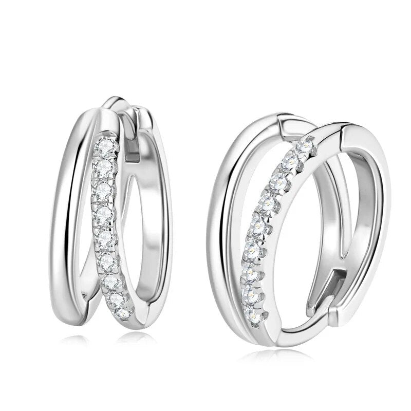 Moissanite Hoop Earrings 14k Gold Plated