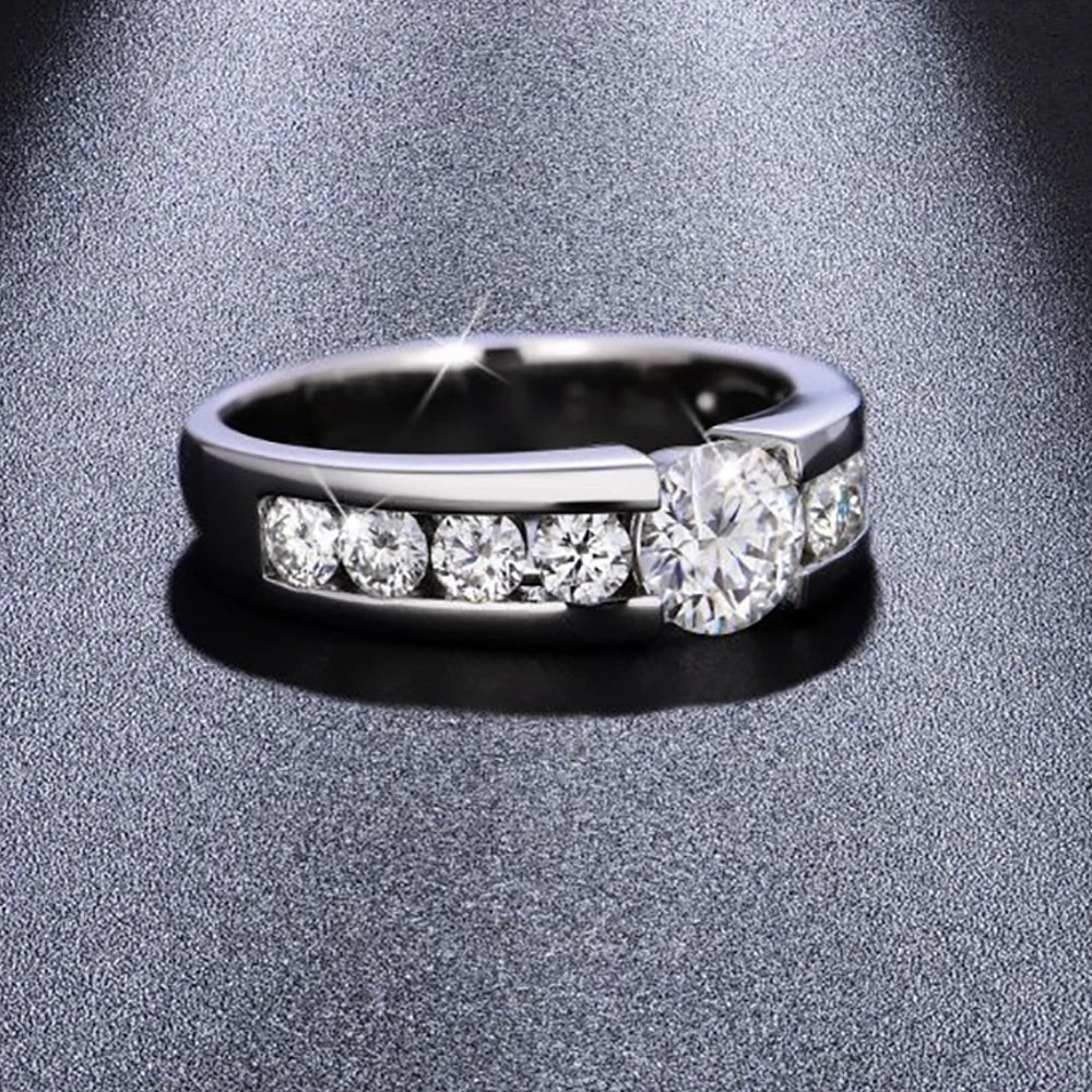 2.2ct D Color All Moissanite Rings For Women Man Wedding Bridal 100% S925 Sterling Silver Plated 18K