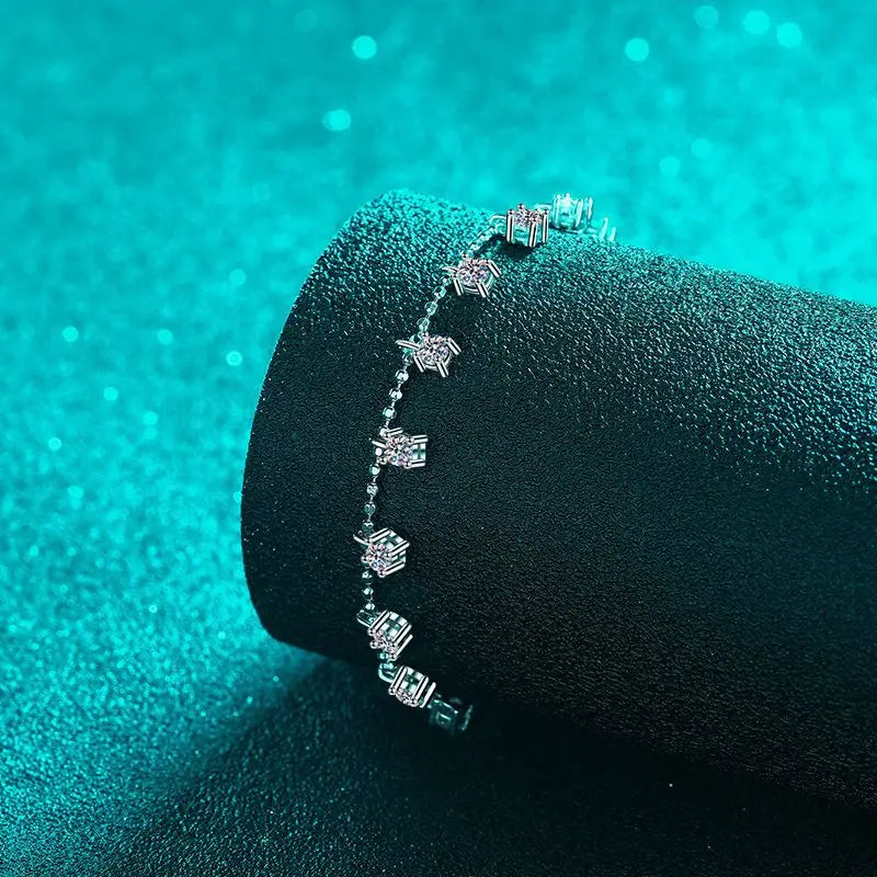 Moissanite Tassel Bracelet for Women Full Diamond Tennis Bracelet 100% S925 Sterling Silver Chain GRA 1.3/3.9cttw D Color