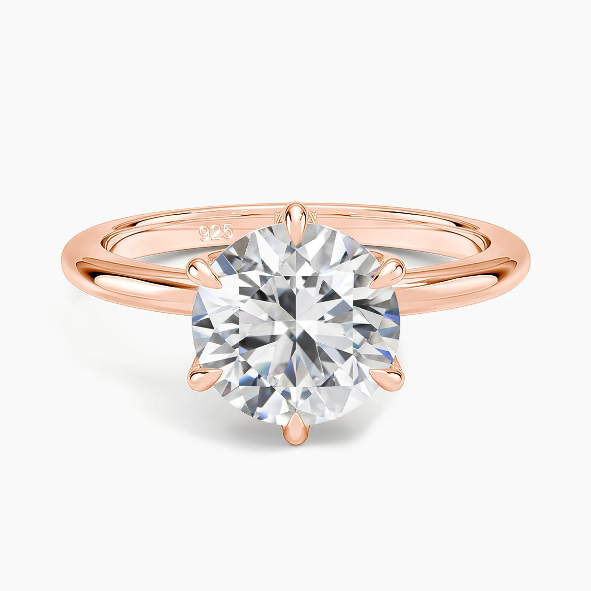 Gold Moissanite Ring Engagement Jewelry Promise Wedding Certified 14k