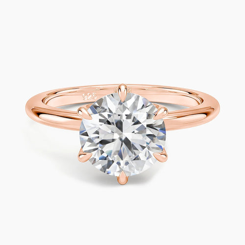 Gold Moissanite Ring Engagement Jewelry Promise Wedding Certified 14k