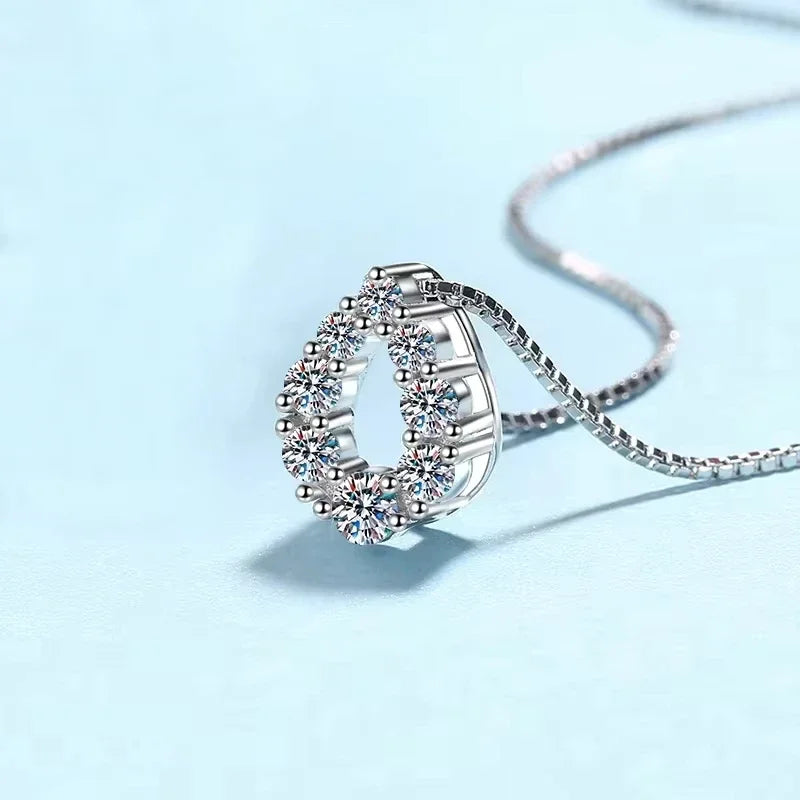 WOMEN White Gold 18K Wedding Necklaces 0.62CT Moissanite Diamond Girl Friend Valentine's Day PT950 Platinum WIFE Birthday Gift