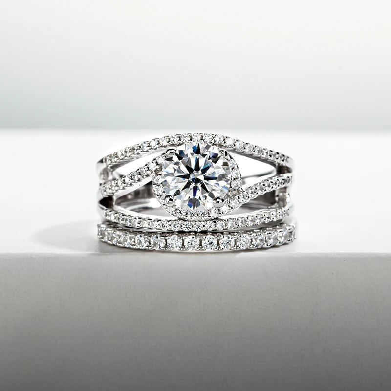 925 Sterling Silver 1.2 Carat Moissanite Engagement Ring Sets For Women Jewelry