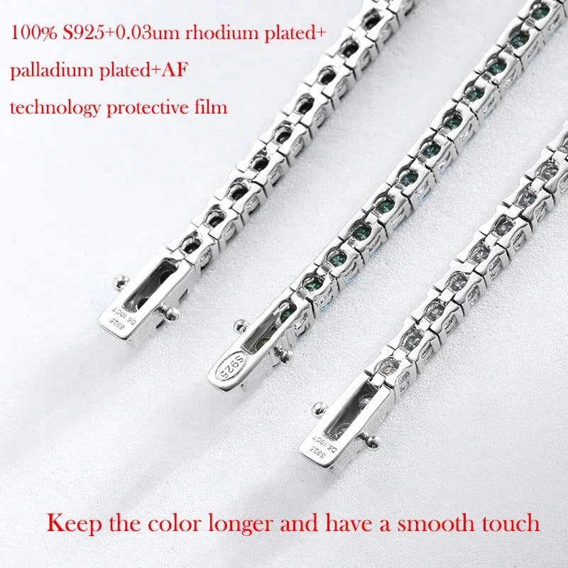Moissanite Tennis Bracelets for Women Men Original 925 Sterling Silver Bangles with Certificate 3/4/5mm Pass Diamond Test