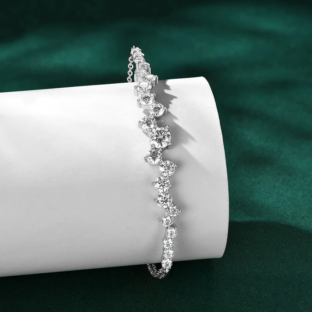 All Moissanite Bracelet D VVS1 for Women 925 Silver Certified Double Chain Bracelets Plated 18k Dainty Jewelry Gift