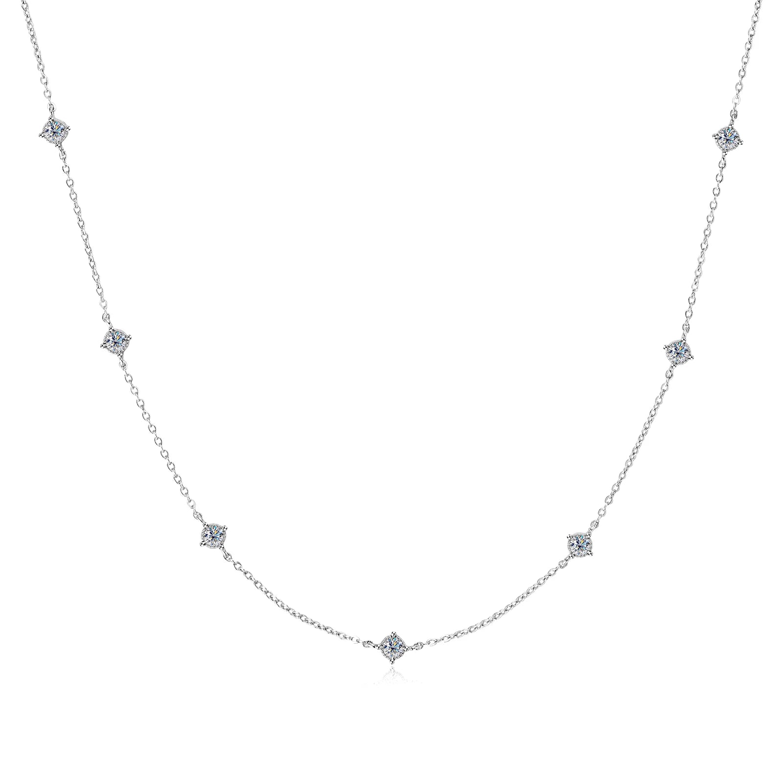 Moissanite Diamond Necklaces for Women Dainty 18k Gold Plated/925 Sterling Silver 3mm  Neck Chain Female Trendy Jewelry