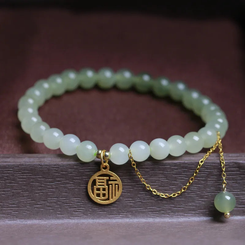 Natural Hetian Jade Gradient Bracelet Fashion Fine Jewelry