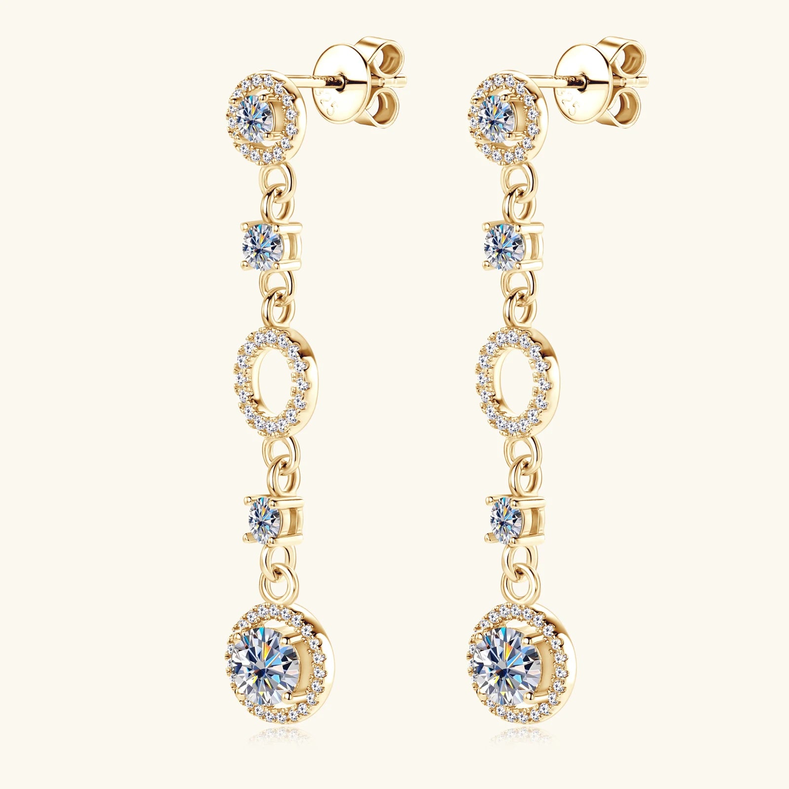 Full Moissanite Dangle Earrings Gold-Plated 925 Sterling Silver Long Tassel Design Drop Earrings for Women Wedding Party Jewelry