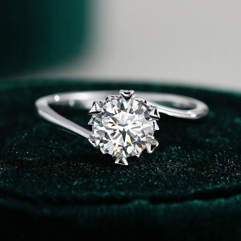 Women Engagement 18K White Gold Wedding Band 1/2CT Moissanite Diamond Girl Birthday Gift PT950 Platinum Valentine's Day Rings