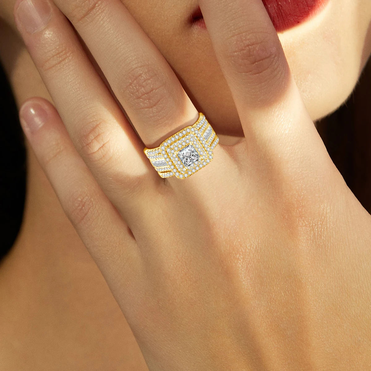 Moissanite Ring 1ct Luxury Jewelry 2PCS Wedding Rings With Certificate