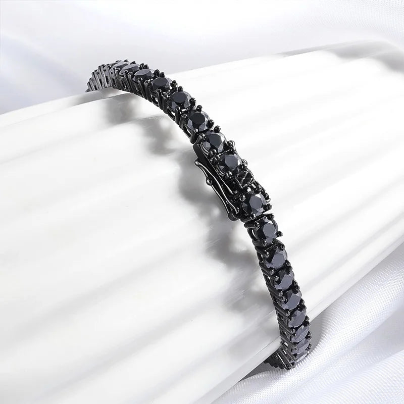 Black Moissanite Tennis Bracelet 3/4/5MM for Women Hip Hop Full Diamond Men's Bracelet 100% 925 Sterling Silver