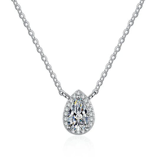 1-2CT Pear Cut Moissanite Pendant Necklace