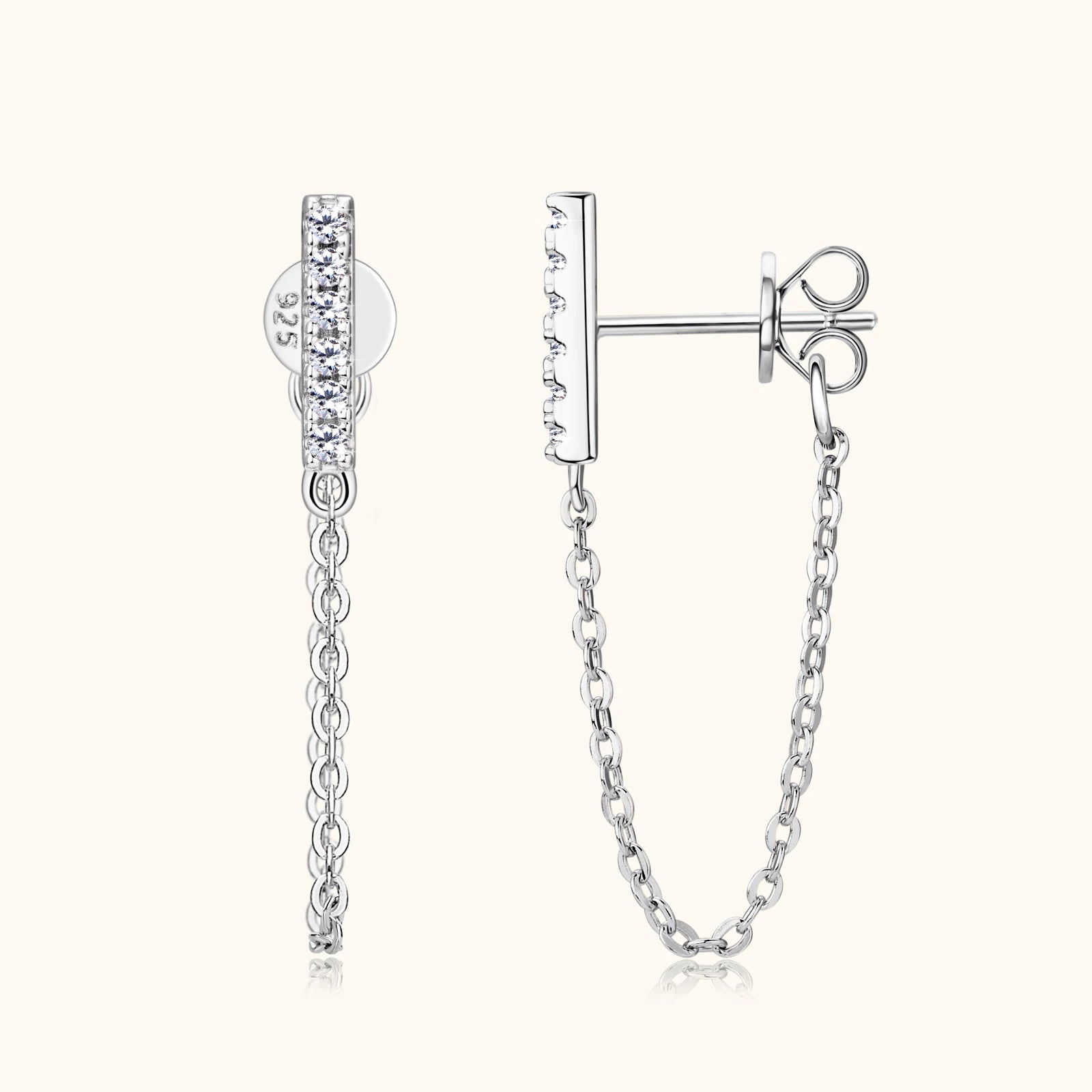 Original 925 Sterling Silver Long Chain Stud Earrings 1.4mm Full Moissanite Diamond Earring for Women Trending Jewelry Gift