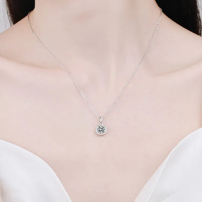 1CT Moissanite Diamond Gemstones Pendant Necklaces