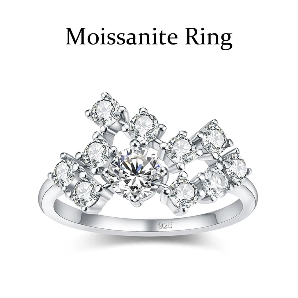 Full Moissanite Ring Woman Infinity Trend Jewelry For Engagement 1.5ct