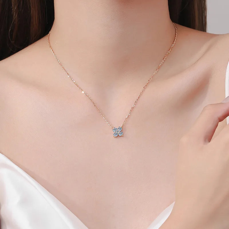Girlfriend Valentine's Day 18K Rose Gold Necklaces Women Wedding Fine Jewelry 1.26CT Moissanite Diamond Daughter Birthday Gift